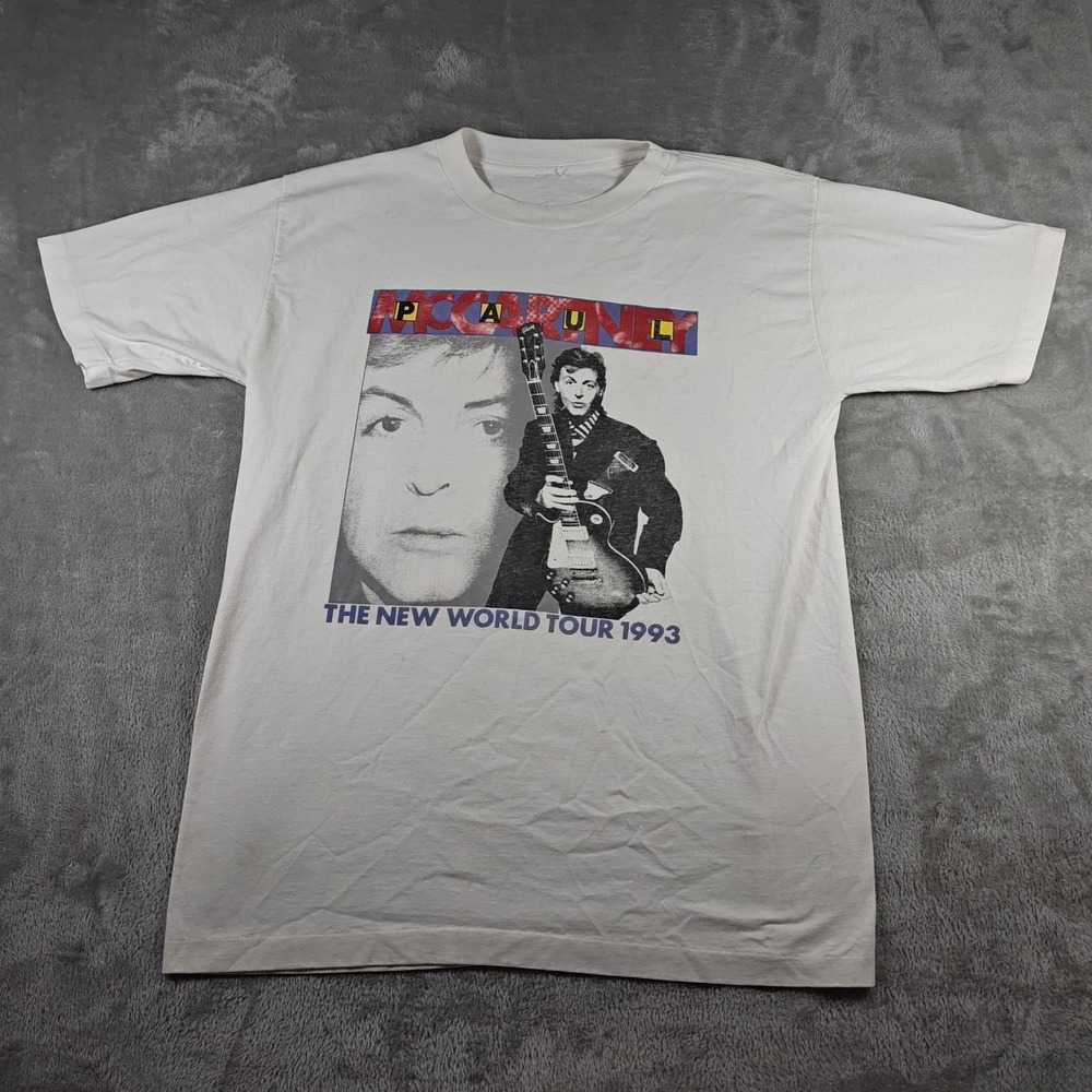 Vintage Paul McCartney Shirt Mens XL White The New World Tour 1993 Concert Music